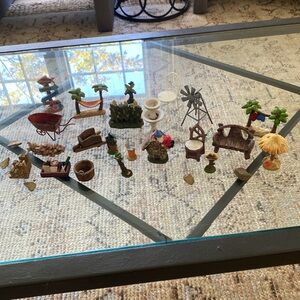 Gnomes Beach Tree Wheel Barrel & Accessories Garden Decor